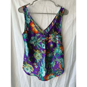 Victorias Secret Gold Label Vintage Purple with Blue Multicolor Floral Tank Top